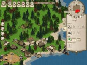 Abbildung 2: Mit zunehmendem Wohlstand bauen die Siedler ihre Wohnhäuser selbstständig weiter aus. Hier haben sie bereits die dritte Stufe erreicht, was unter anderem den Bau von Tabakplantagen ermöglicht.