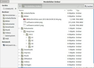 Abbildung 3: Der Gnome-Dateimanager Nautilus zeigt in der Listenansicht die Baumstruktur von Verzeichnissen und Dateien an.