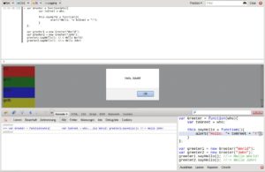 Abbildung 3: Obwohl Firefox ab Version 4 von sich aus eine Javascript-Konsole (oben) zum Testen kurzer Codeblöcke mitbringt, leistet das Addons Firebug (unten) wesentlich mehr, zum Beispiel über einen Debugger, der das Programm auf Wunsch anhält.