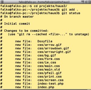 Abbildung 3: Der nächste Commit betrifft viele neue Dateien.