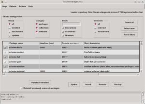 Abbildung 4: Der komfortable grafische Paketmanager von TeX Live.