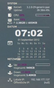 Abbildung 4: Mit Conky-colors erzeugen Sie auf einfache Weise eine schicke Ansicht von wichtigen Systeminfos auf dem Desktop.