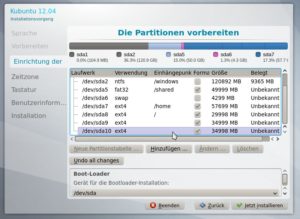 Abbildung 4: In der Übersicht sehen Sie alle von Ihnen angelegten Partitionen.