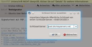 Abbildung 5: … laden Sie diesen einfach von einem der zahlreichen Key-Server herunter.
