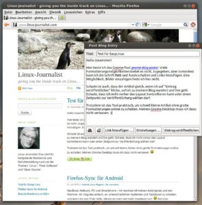 Abbildung 5: Gnome-Blog kann nicht besonders viel, erledigt dafür aber seinen Job in Windeseile. Für einfache Artikel ohne viel Formatierungsaufwand eignet sich das Tool allemal.