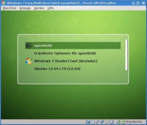Abbildung 8: Der OpenSuse-Installer richtet ein Bootmenü ein, aus dem Sie Windows, OpenSuse und Kubuntu starten können.