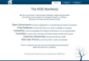 Unter http://www.manifesto.kde.org findet sich das KDE Manifest.