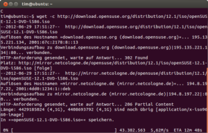 "wget -c" im Einsatz