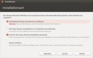 Abbildung 1: Der Ubiquity-Installer kooperiert jetzt auch mit LVM.