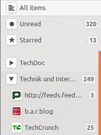 Abbildung 3: Die Anzeige der Abonnements gleicht der im Interface der Google-Webseite.
