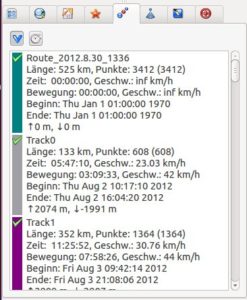 Abbildung 4: Der Reiter für die Tracks im Hauptmenü zeigt die Informationen über die einzelnen Tracks an.