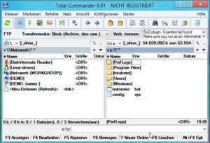 Abbildung 6: Nach der Installation der Erweiterungen erlaubt der Total Commander den Zugriff auf die Linux-Partitionen in der Rubrik <code srcset=