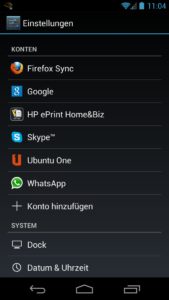Abbildung 1: In den Android-Einstellungen finden Sie im Bereich "Konten" sämtliche Apps, die Daten synchronisieren können.