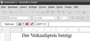 Abbildung 1: Wollen Sie in Writer etwas berechnen, müssen Sie die Software dafür nicht verlassen: Per Tastendruck ruft das Programm eine praktische Rechenleiste auf.