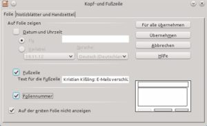 Abbildung 10: Im Fußbereich der Masterfolie legen Sie die wiederkehrenden Elemente fest, die Impress in der Präsentation anzeigt – Seitenzahlen müssen Sie zum Glück nicht manuell eingeben.