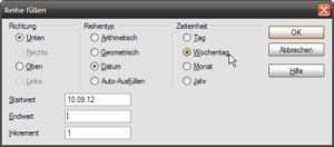 Abbildung 10: Mit ein paar Handgriffen fügen Sie in eine Spalte eine Datumsreihe aus Werktagen ein.