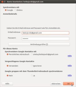 Abbildung 11: Das Add-on Zindus gleicht Ihre Google-Kontakte mit dem persönlichen Thunderbird-Add-on ab. In diesem Dialog nehmen Sie die Feineinstellungen vor.