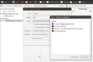 Abbildung 15: Evolution nimmt Ihnen die meisten Schritte bei der Kalendereinrichtung ab. Hier müssen Sie keine Kalender-ID von Hand eintragen, sondern wählen aus einem Dialogfenster einen Eintrag aus.