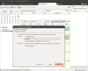 Abbildung 16: Thunderbird synchronisiert dank des Add-ons Lightning Ihren Google-Kalender. Bei der Einrichtung unterstützt Sie ein Assistent und fragt die wichtigsten Daten ab.