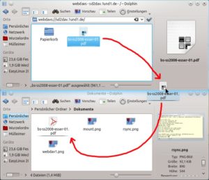 Abbildung 2: Mit Dolphin greifen Sie auf die Dateien eines WebDAV-Servers zu und machen Backups per Drag & Drop.