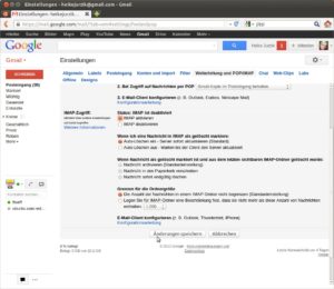 Abbildung 2: Bevor Sie mit KMail, Evolution & Co. ein Gmail-Konto einrichten, aktivieren Sie IMAP auf Serverseite.