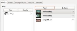 Abbildung 2: Auf dem Media-Register sammelt die Schnittsoftware alle im Projekt verwendeten Videos. Das Video <code srcset=