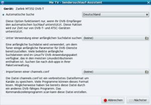 Abbildung 2: Ein Assistent hilft beim Suchlauf nach Sendern in Me-TV.