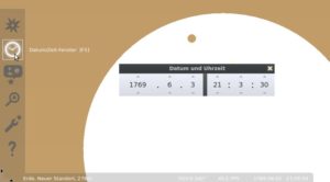 Abbildung 2: Das Einstellen der Zeit ermöglicht das Veranschaulichen astronomischer Ereignisse zu jeder Zeit.