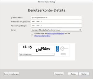 Abbildung 20: Dieser Dialog hilft bei der Einrichtung von Firefox-Sync. In der Voreinstellung nutzt das Feature die Mozilla-Server zum Datenabgleich.