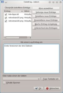Abbildung 3: Beim Einchecken können Sie einen Kommentar eingeben – in das Feld gehört ein Hinweis, was sich seit der letzten Sicherung geändert hat.