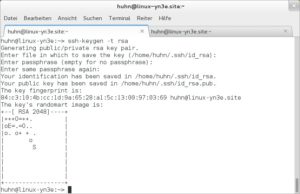 Abbildung 3: Mit dem Programm "ssh-keygen" erstellen Sie ein SSH-Schlüsselpaar auf der Kommandozeile.