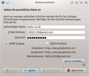 Abbildung 4: Der Konten-Assistent kontaktiert den Google-Server für die wichtigsten Einstellungen.