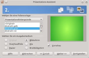 Abbildung 5: Der integrierte Assistent hilft Ihnen bei den ersten Schritten auf dem Weg zur Präsentation.