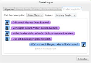 Abbildung 5: Im Chatprogramm Empathy machen sich die Adium-Erweiterungen ganz gut. Die Vorschau zeigt im Einrichtungsdialog, wie das Theme aussieht.