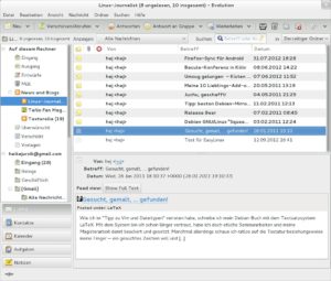 Abbildung 6: Mit einer kleinen Erweiterung verwalten und lesen Sie im Gnome-Mailprogramm nicht nur die elektronische Post, sondern auch die RSS-Feeds der Lieblingsblogs.