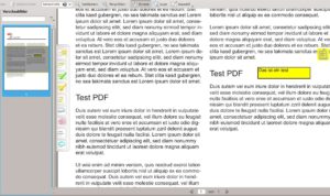 Abbildung 6: Okular bietet verschiedene neue Möglichkeiten an, um interessante Passagen in einem PDF-Dokument zu markieren.