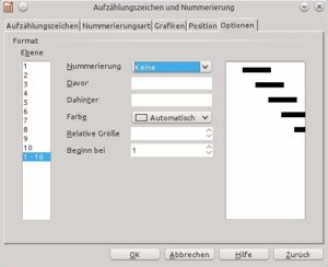 Abbildung 7: Da Impress Texteinträge automatisch nummeriert, müssen Sie mitunter in die Voreinstellungen oder auf das passende Symbol klicken, um das Feature zu deaktivieren.