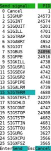 Abbildung 8: Für das Senden von Signalen bietet Htop eine komfortable Auswahlliste.