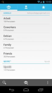 Abbildung 8: Google verwaltet Ihre Kontakte in unterschiedlichen Gruppen. Im Android-Adressbuch finden Sie diese, wenn Sie auf das Symbol oben links tippen.