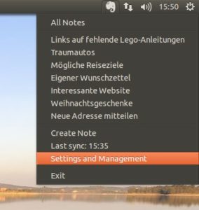 Abbildung 1: Everpad nistet sich in das System-Panel ein und stellt über das Icon alle wichtigen Funktionen bereit.