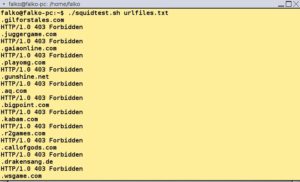 Abbildung 2: Squidclient prüft, ob alle URLs wie geplant gesperrt wurden.