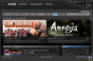 Abbildung 2: Den Steam-Client bedienen Sie ähnlich wie eine Webseite in einem Browser, im Store erscheint ein prominenter Link <code srcset=