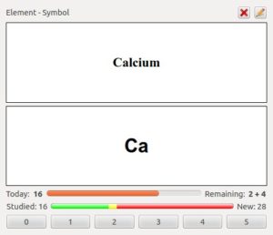 Abbildung 5: Bei der Spaced-Repetition-Methode dürfen Sie selbst beurteilen, wie Sie die Antwort auf die Frage einschätzt. Hierzu dienen die Knöpfe mit den Ziffern von 0 bis 5.