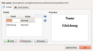 Abbildung 6: Erzeugen Sie eigene Kartenstapel, setzen Sie in den Dictionary Options die Namen der Felder.