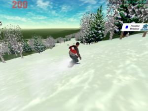 In Virtual Jay Peak darf man sich mit einem Snowboard die Pisten des Bergs Jay Peak unsicher machen.
