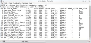 Abbildung 3: Die Smartmontools geben detaillierte Auskunft zum Zustand einer Festplatte.