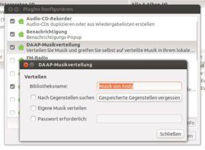 Abbildung 3: Der Streaming-Assistent von Rhythmbox macht es leicht, die Musiksammlung im eigenen Netzwerk zu verteilen.