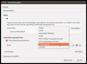 Abbildung 5: Streaming mit VLC ist dank des Assistenten leicht zu initialisieren und über viele Softwaregrenzen hinweg möglich.