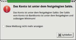 Abbildung 7: Auf negative Salden macht Grisbi Sie automatisch aufmerksam.