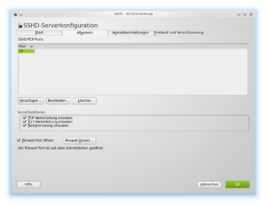 Das YaST2-Modul zur Einrichtung des SSH-Daemon.